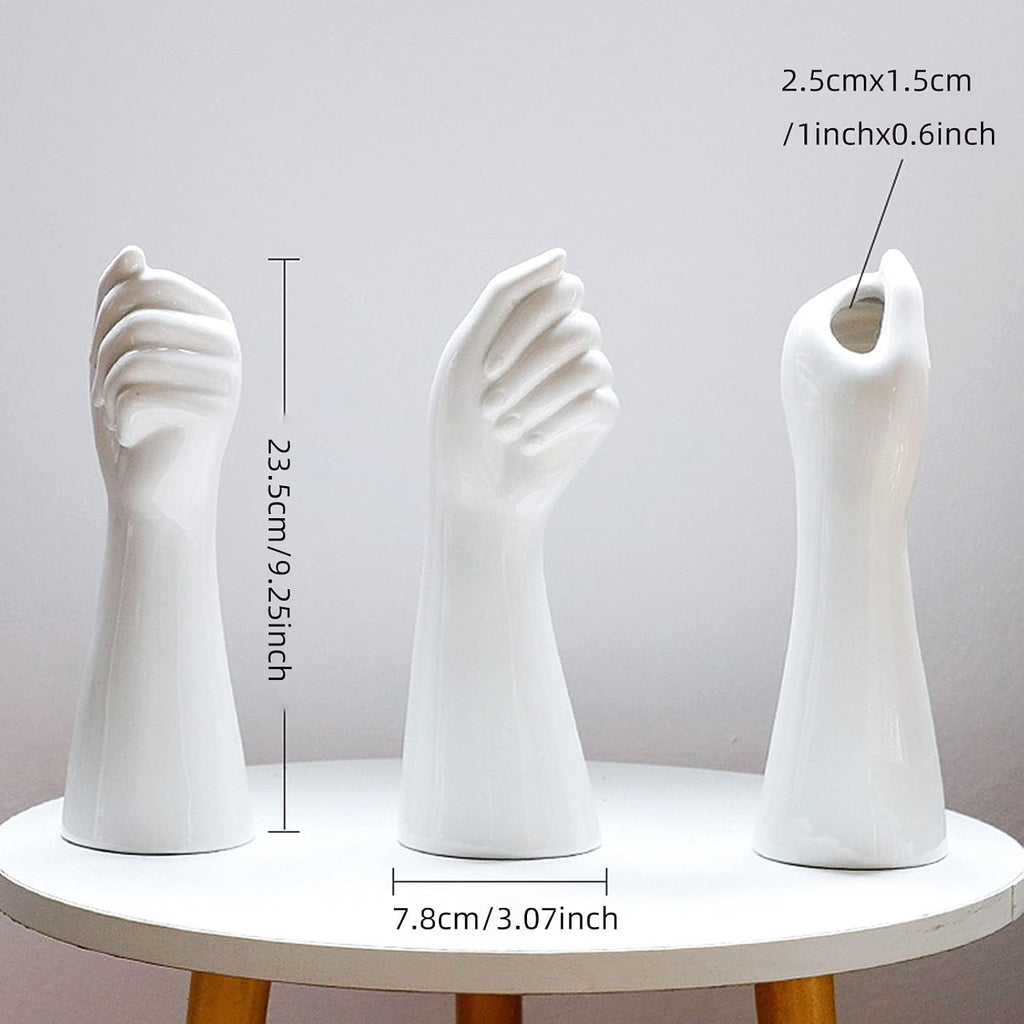 Modern Hand Shaped Decorative Vase,9.25''H Ceramic Body Vase, Art Small Flower Vase for Coffee Table Decor,Vases for Flowers,Shelf Living Room Home Farmhouse Table Decor