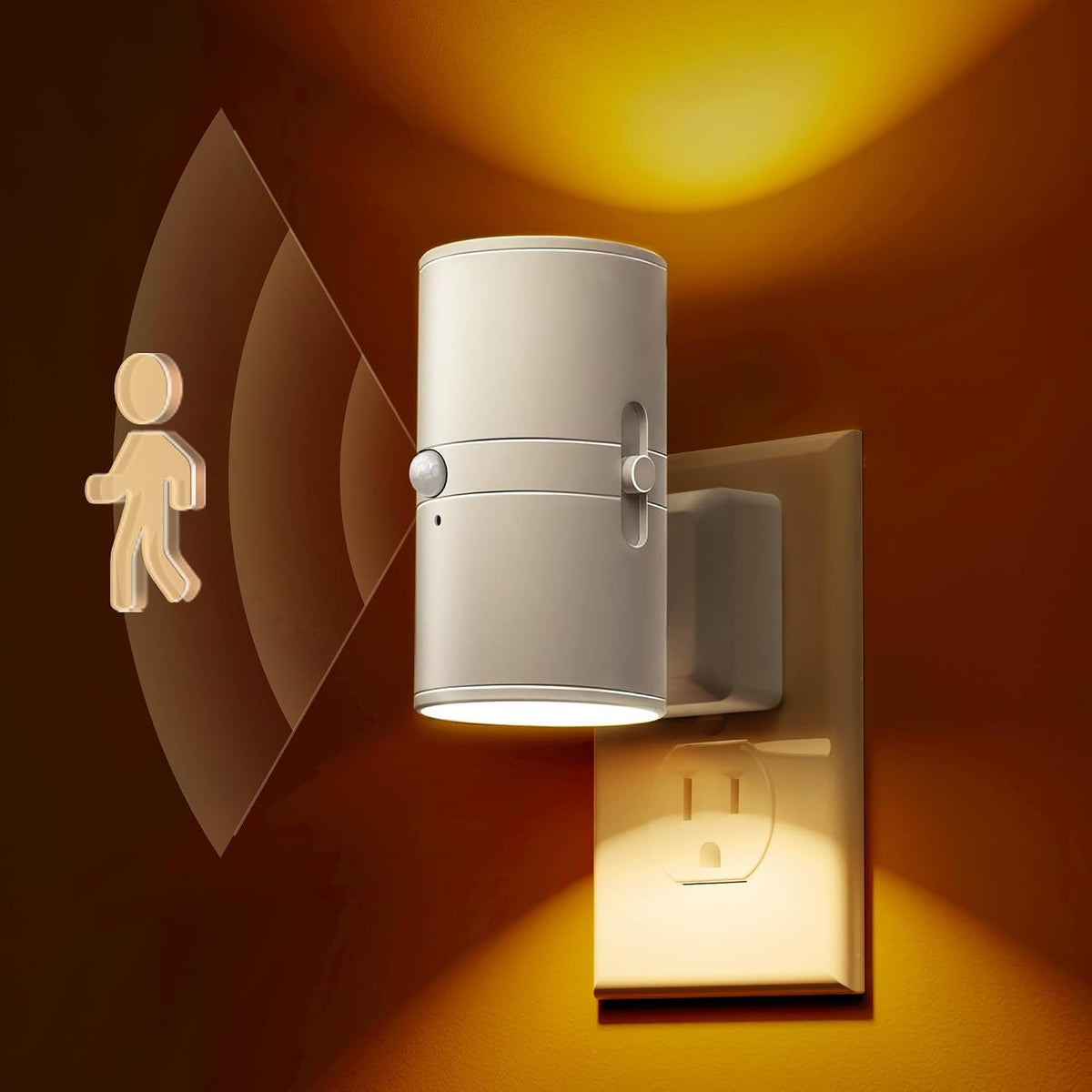L LOHAS LED Motion Sensor Nightlight, Amber Night Light, Dimmable 0-100LM