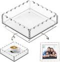 Scalloped Acrylic Tray with Magnetic Mat - 8x8in Customizable Display for Photos, Art & Notes | Non-Slip Base | Elegant Décor & Organizer for Jewelry/Cosmetics for Women/Mom/Weddings
