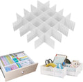 Onerbuy 8pcs Adjustable Grid Drawer Dividers DIY Plastic Closet Separator Tidy Organizer Container for Underwear Socks Belt Office Supplies