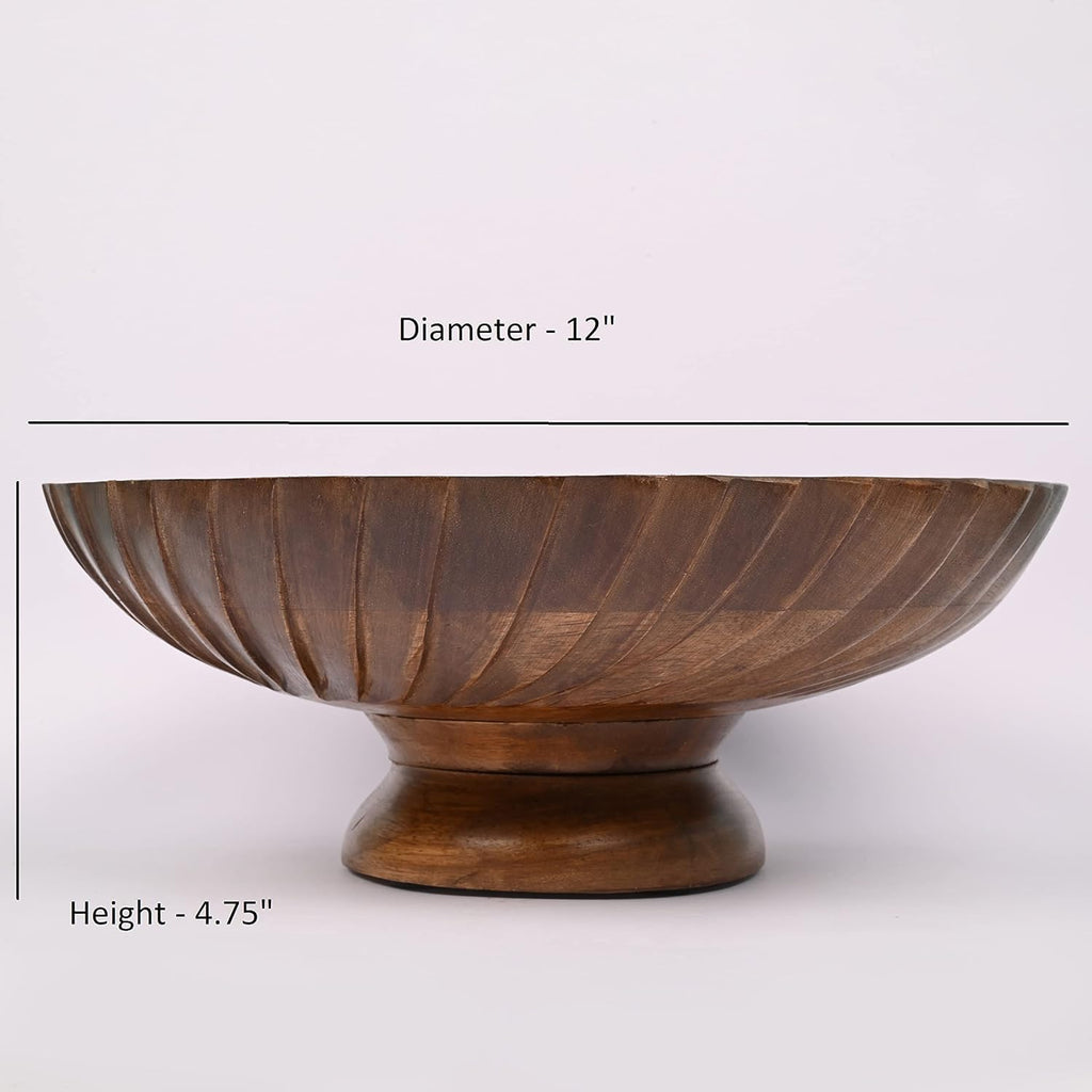 Fruit Bowl Wooden Fruit Bowl for Kitchen Counter for Home Decor or Decorative Fruit Bowl for Table (12" X 12'" X 4.75")