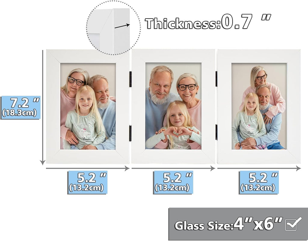 Frametory, 4x6 Triple Picture Frames White, 1 Pack