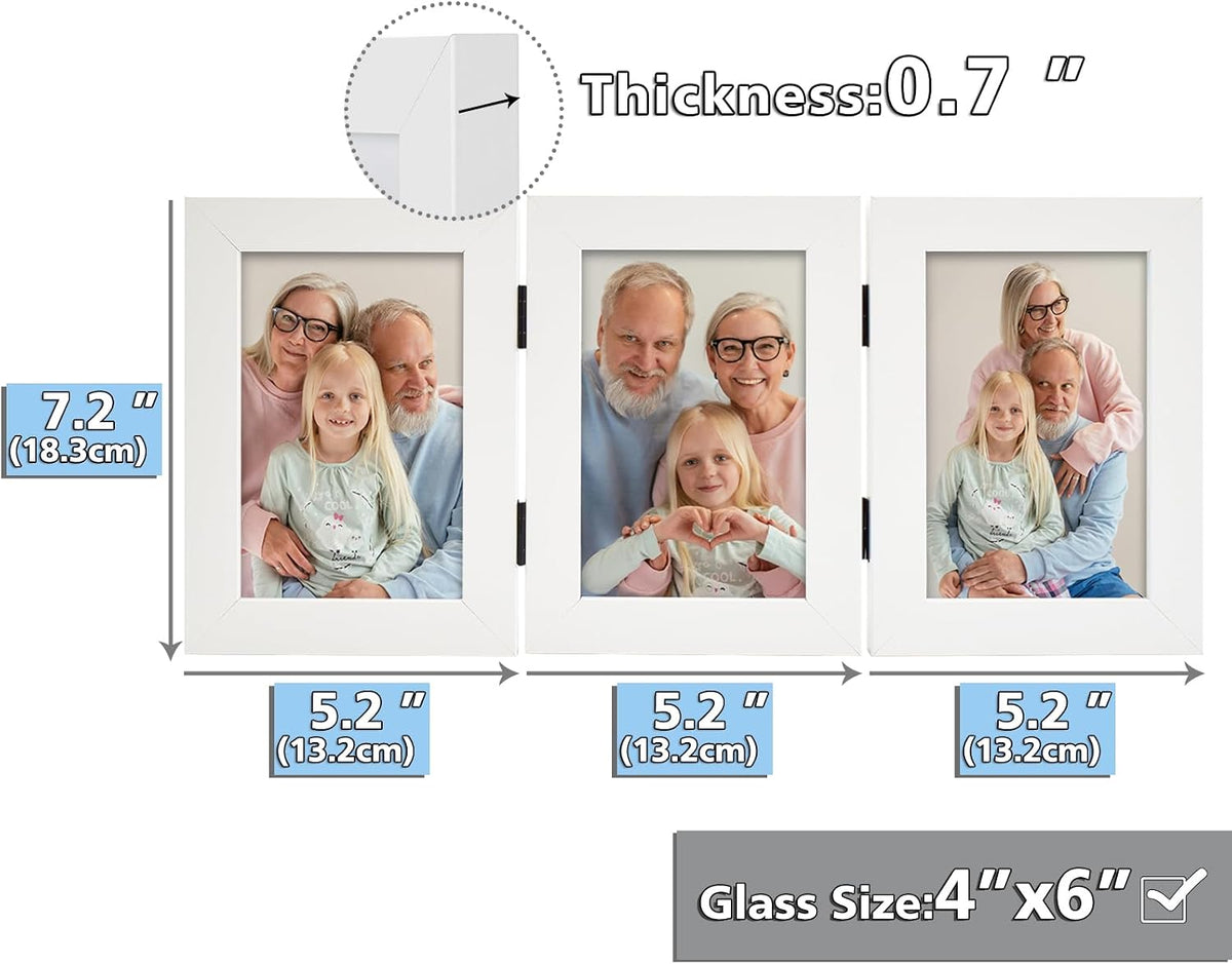 Frametory, 4x6 Triple Picture Frames White, 1 Pack
