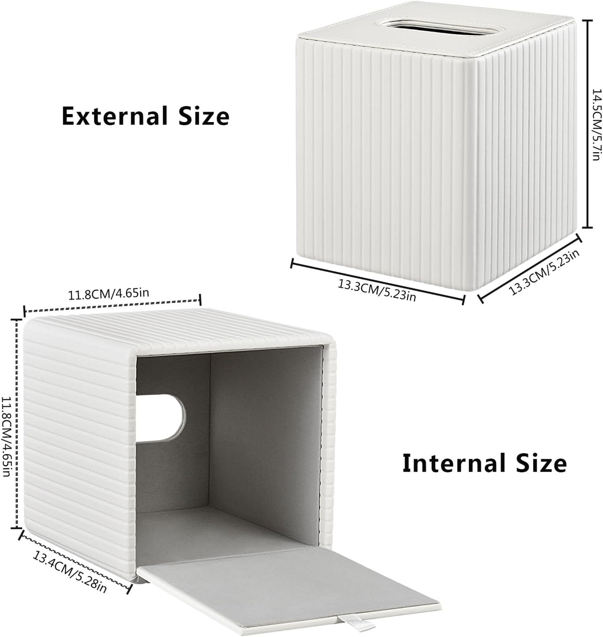 PU Leather Tissue Box Cover Square Tissue Box Holder for Bathroom Vanity Countertop Night Stands Bedroom Office Desk,Modern Tissue Decorative Organizer with Magnetic Closure,Cream