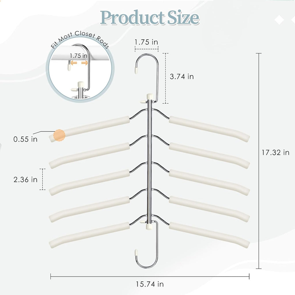 Space Saving Shirt Hanger 5 in 1 Non Slip Coat Hanger Beige 2 Pack