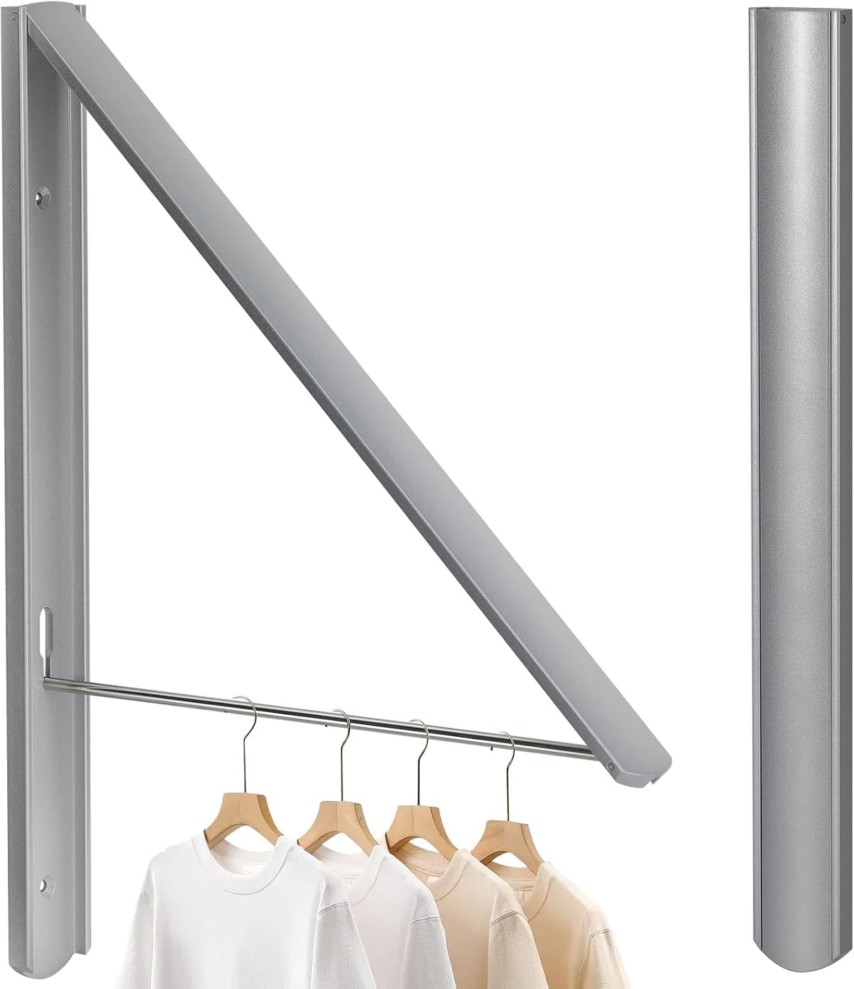 Foldable Clothes Drying Rack, Wall Mounted, Silver