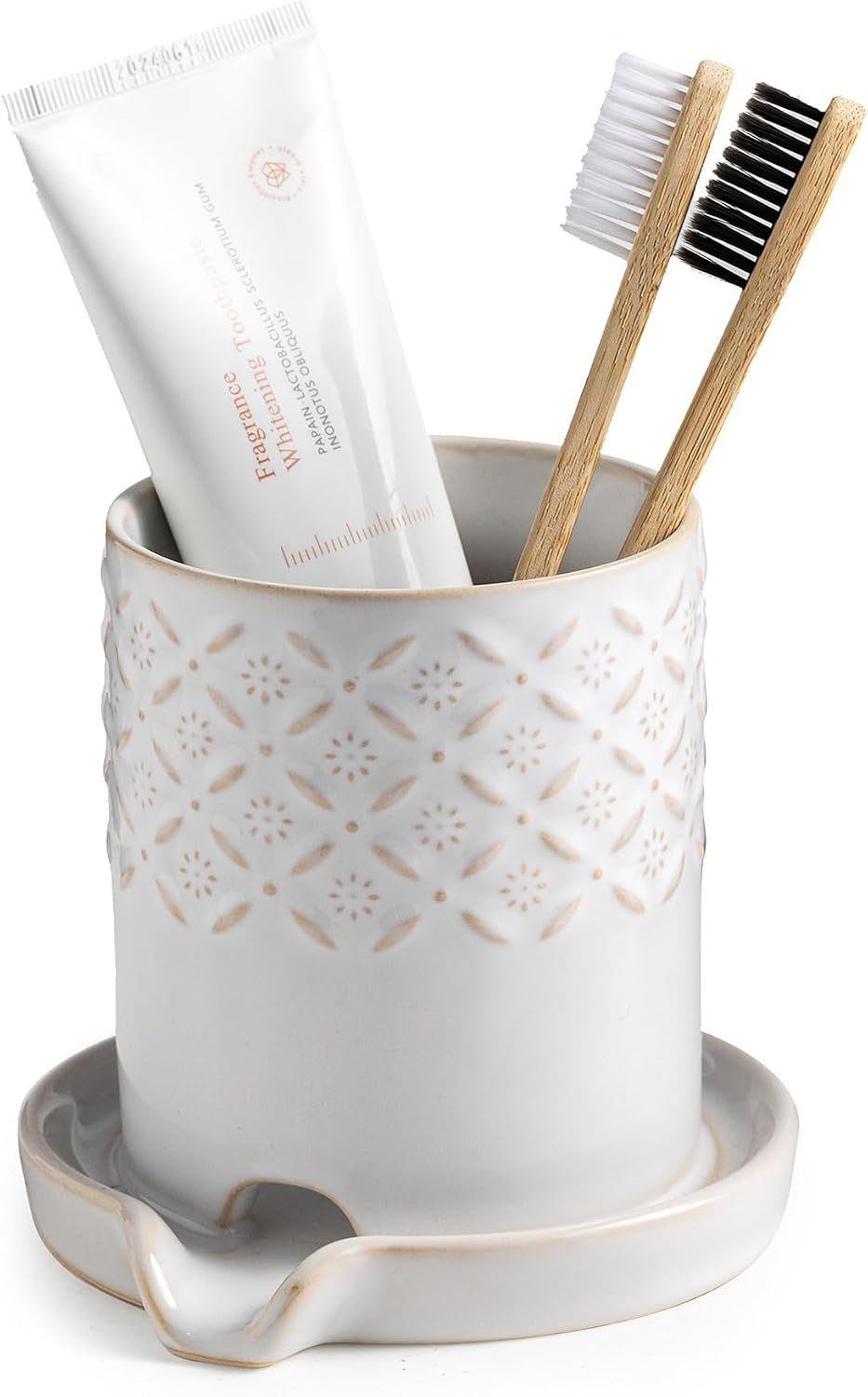 Zoeeker Toothbrush Holders for Bathrooms, Ceramic Toothbrush Holder Set