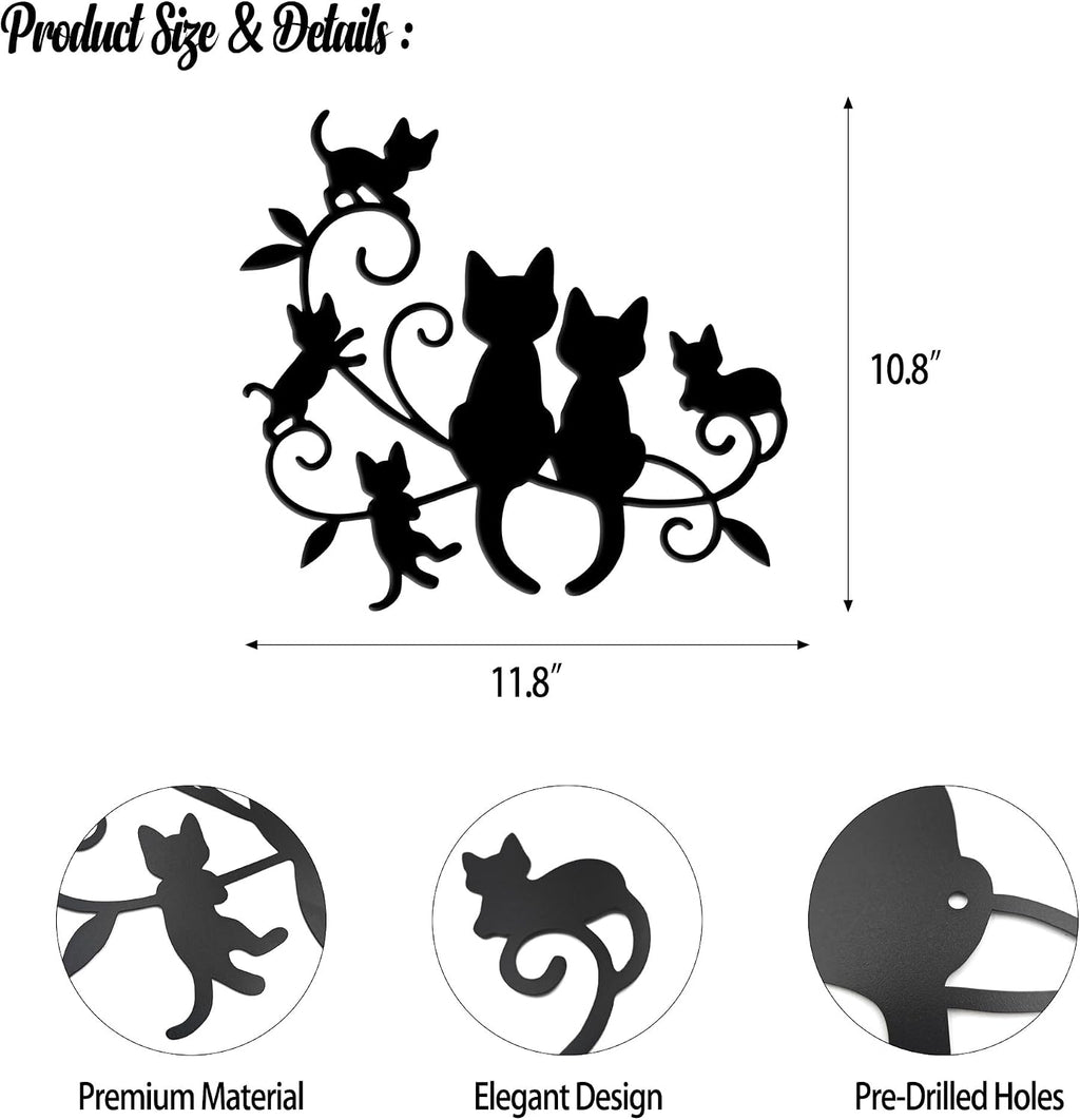 Xedatric Metal Cat Wall Art Silhouette Decor for Home