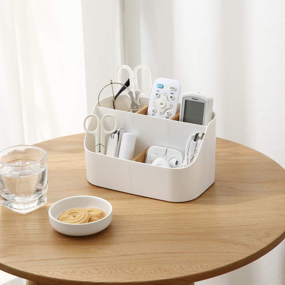 Desk Organizer Remote Control Holder Makeup Caddy Box for Home & Office