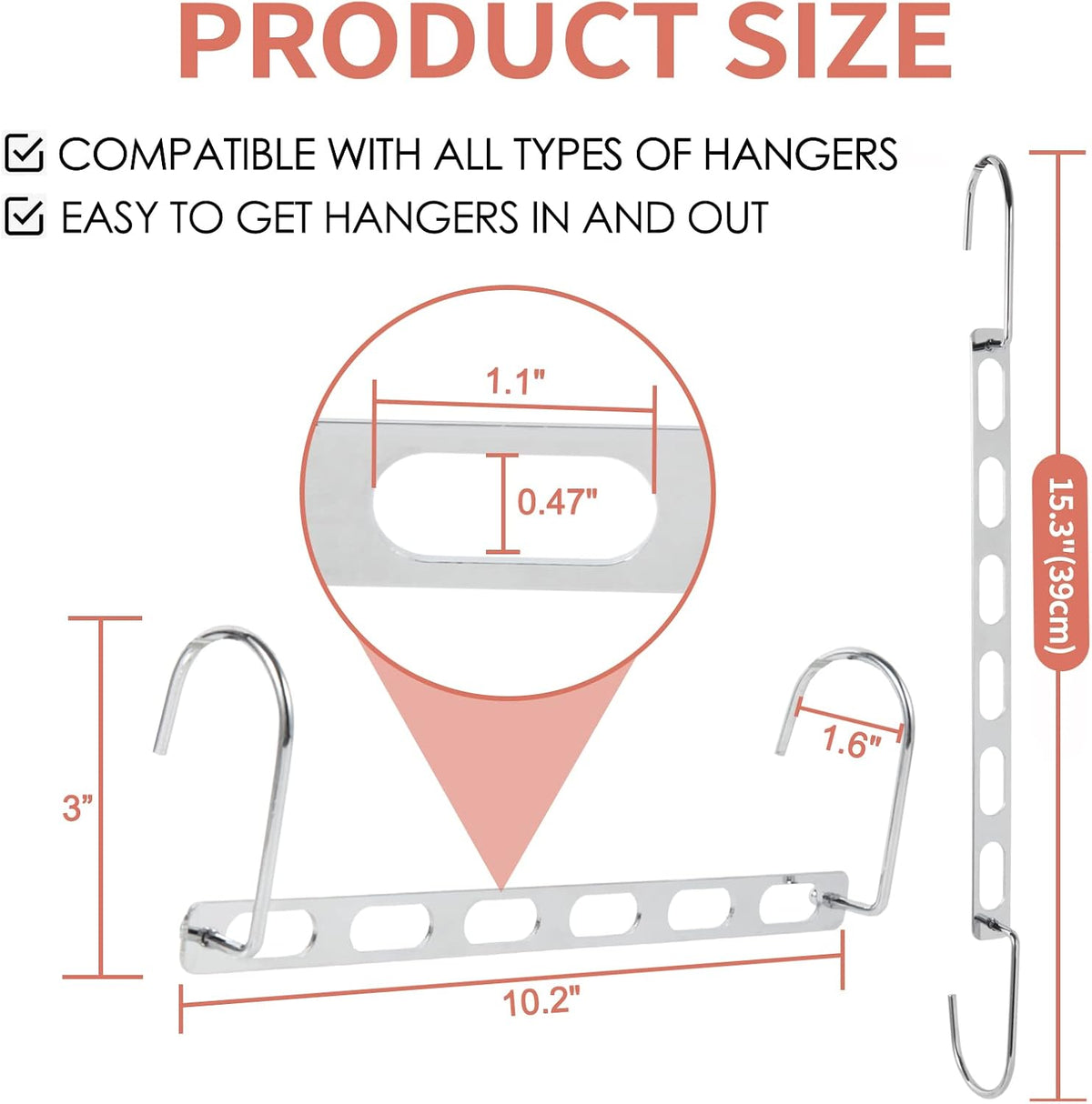 Metal Space Saving Hangers for Clothes, Collapsible Hanger Organizer 10Pack