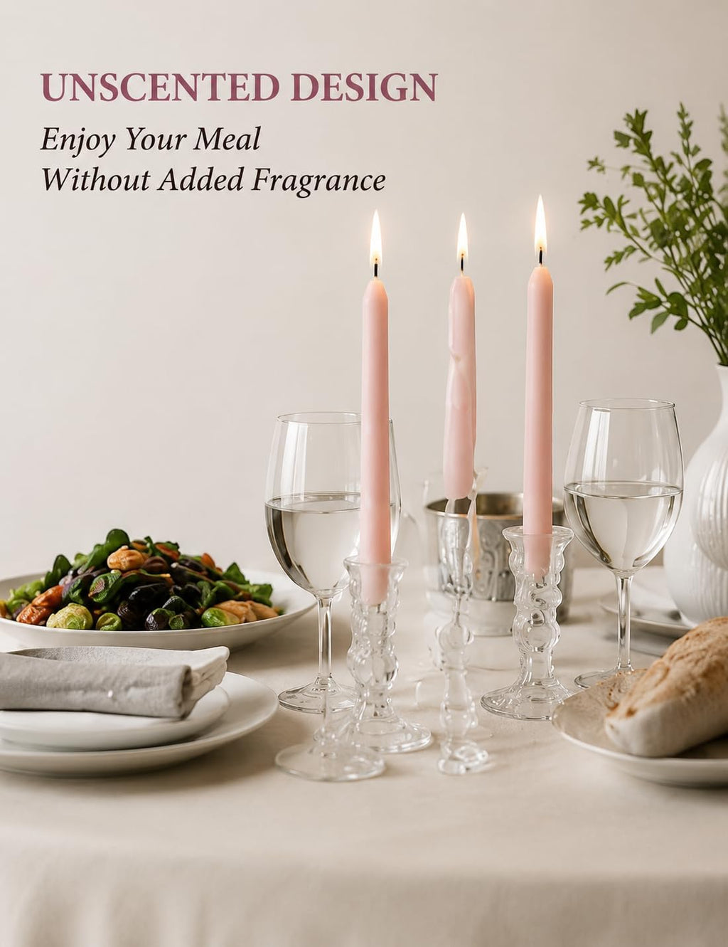 Pale Pink Elegant Taper Candles for Romantic Home Décor and Events