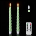 Eldnacele Green Flameless Taper Candles Battery Operated with Remote Timer