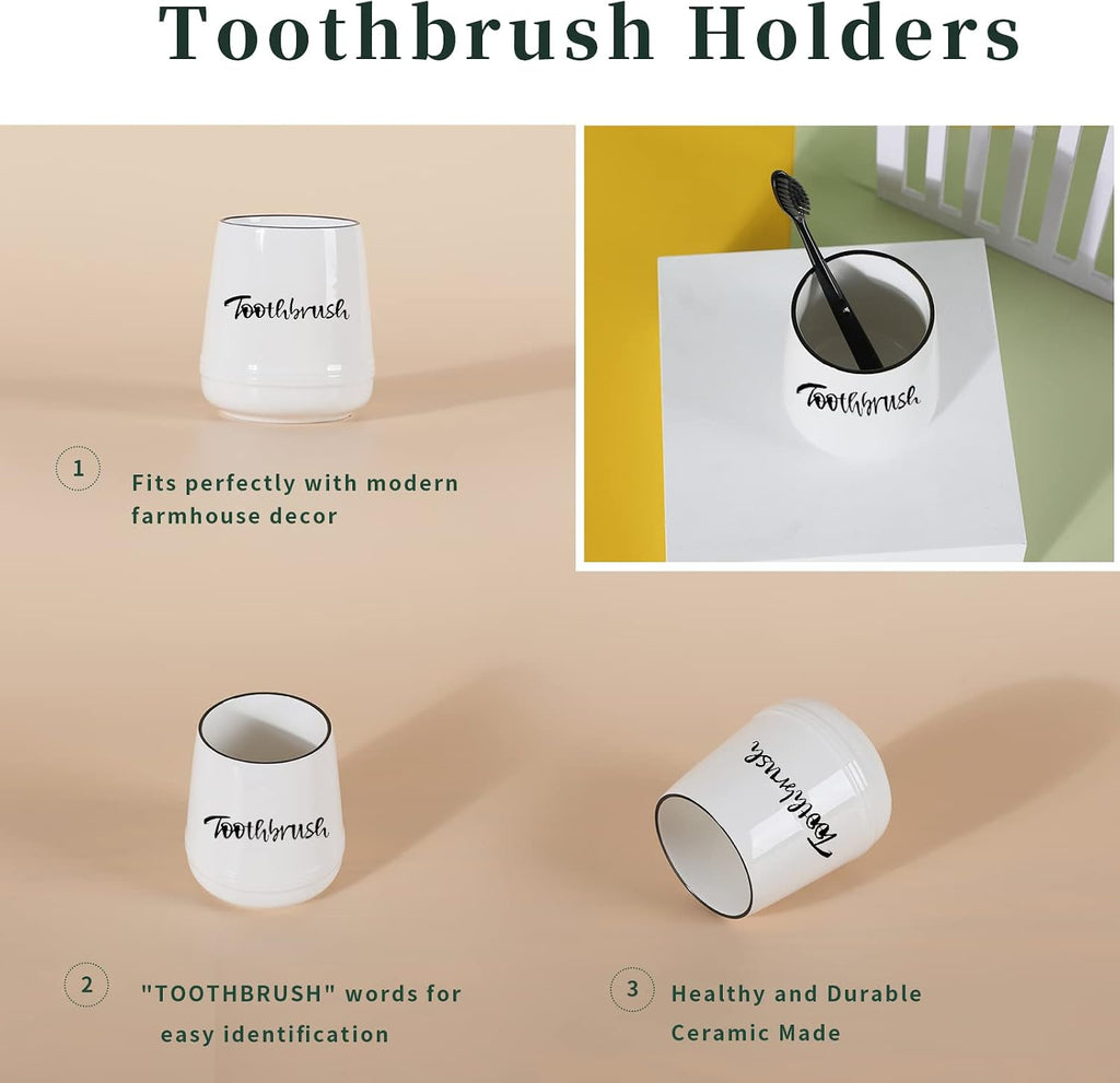 Ceramic Toothbrush, Brushing Holder Easy to Clean (White)