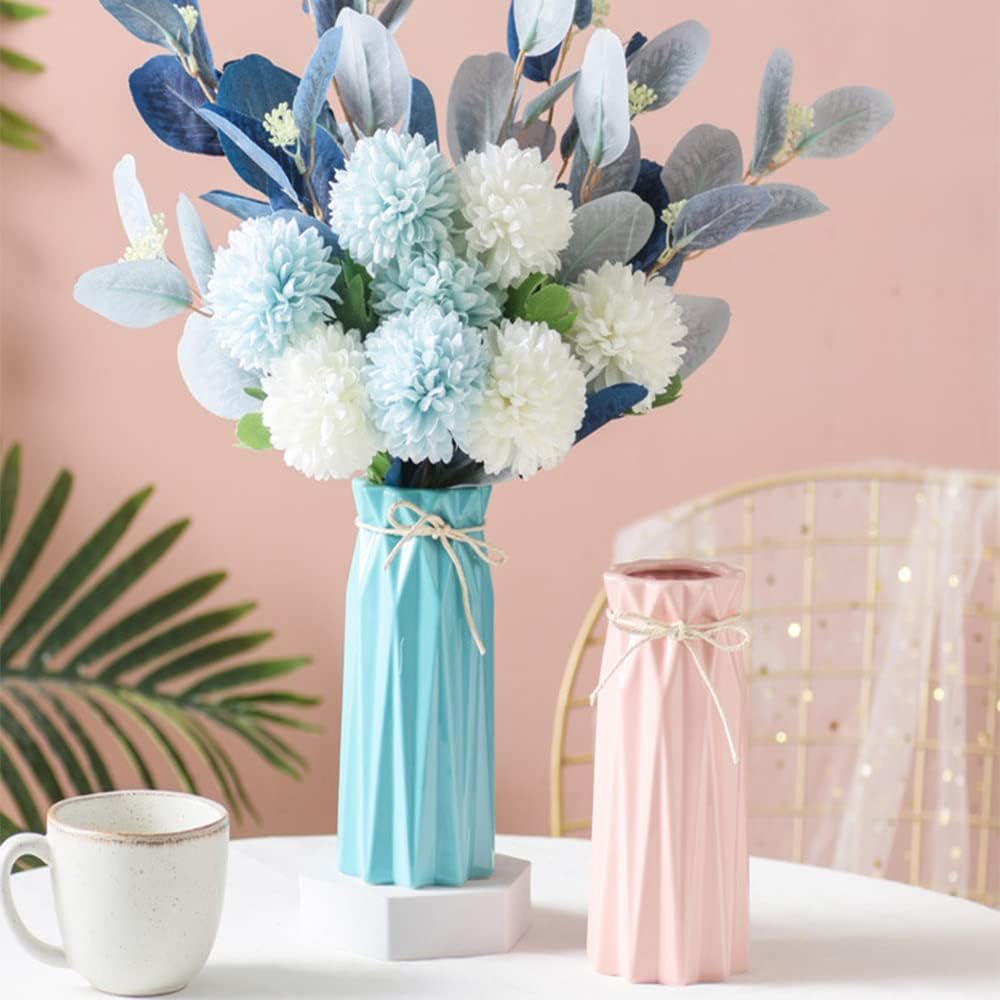 Disoza Ceramic Flower Vase Modern Home Decor Vases for Centerpieces Pink Minimalist Farmhouse 9.5" H x 3.9" W Cute Decorative Vases Flowers Tulip Pampas Grass Vase for Table Bathroom Shelf
