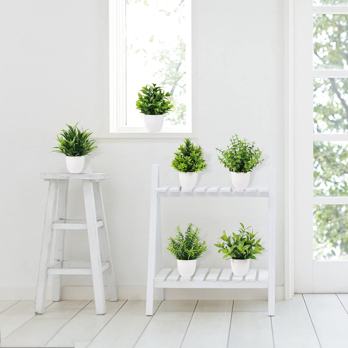 Yoratee Artificial Plant 6PCS Small Fake Plant Greenery Potted Plant Cute Indoor Faux Plant Houes Office Table Desk Bathroom Decor Plants