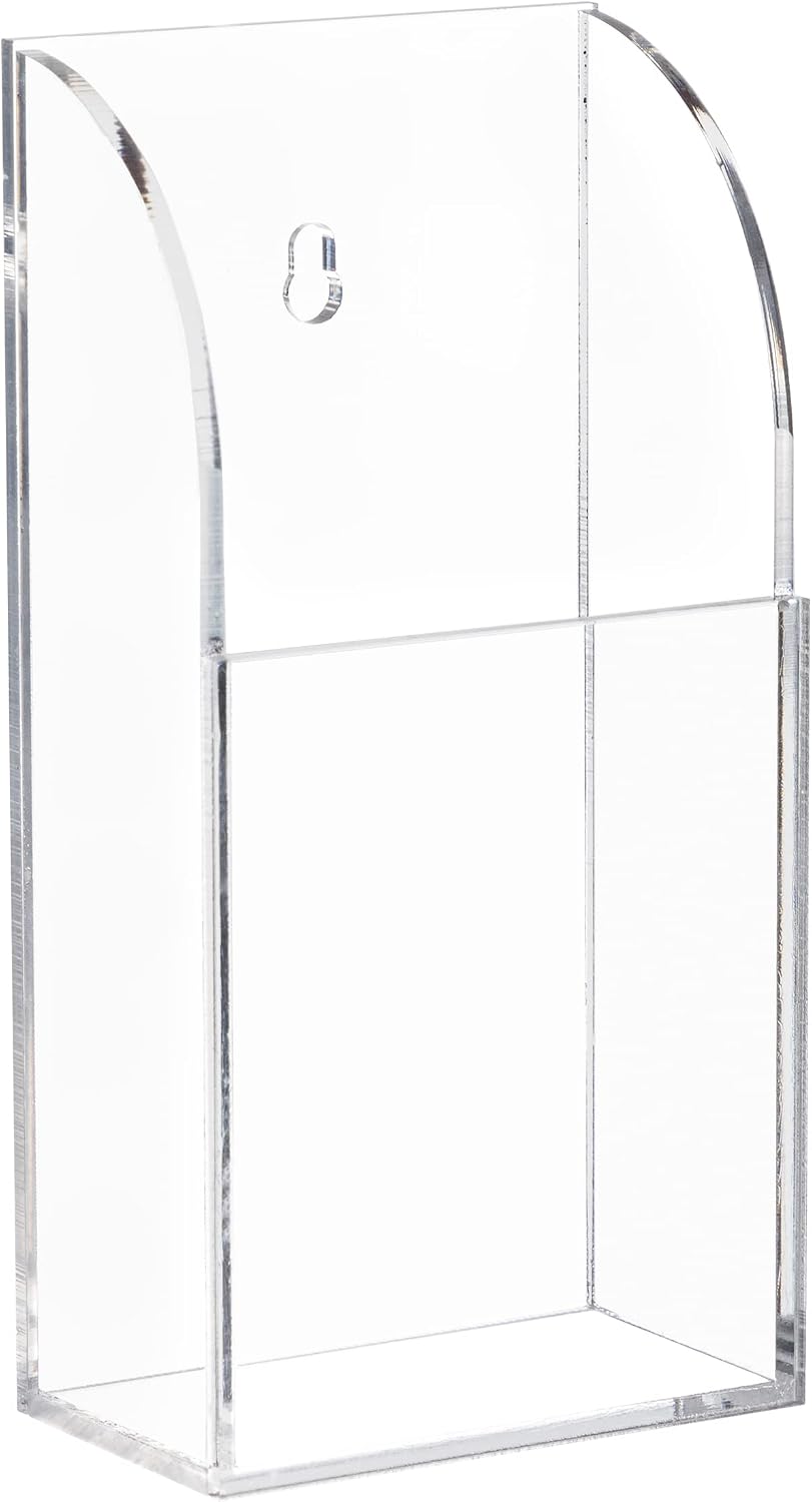 HBlife Acrylic Remote Holder Organizer, Clear TV Remote Control Holder Wall Mount Remote Caddy for Bedside, Media Organizer Storage Box 1 Compartment