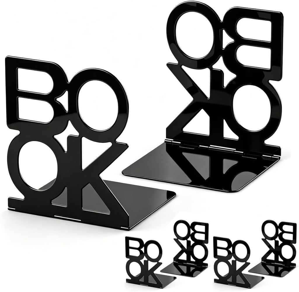 Book Ends,Bulk 3 Pair Bookends Folding Book Ends Metal Bookend (3 Pair)