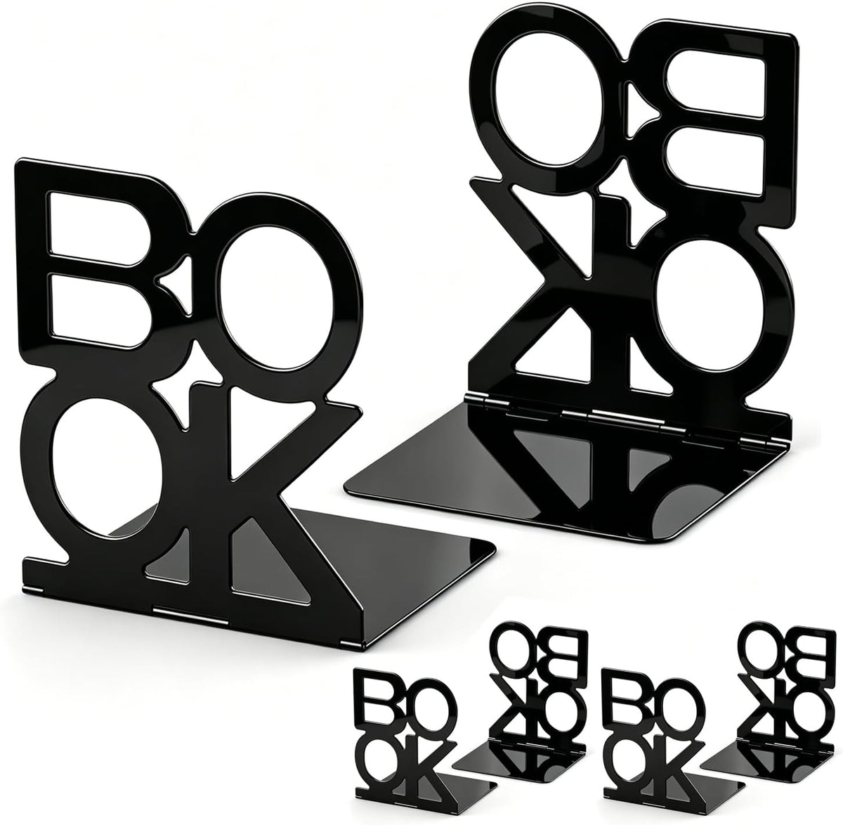 Book Ends,Bulk 3 Pair Bookends Folding Book Ends Metal Bookend (3 Pair)