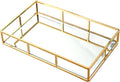 PuTwo Tray Mirror Gold Dresser Ornate Metal Decorative Jewelry Organizer