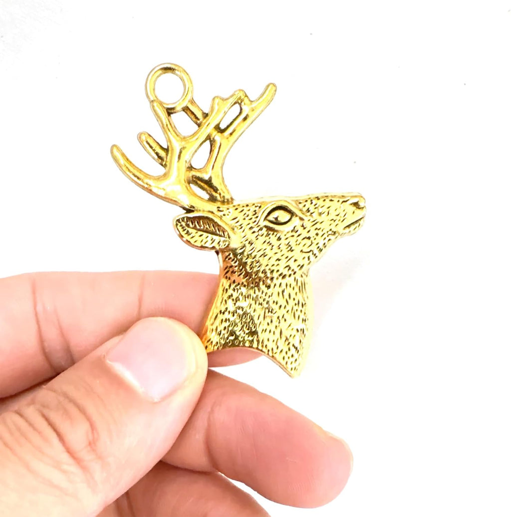 Set of 12 Deer Shower Curtain Hooks Rings Rustic Cabin Bath Christmas Theme Decoration Reindeer Antlers Stag Woodland Stainless Steel Rustproof (Gold)