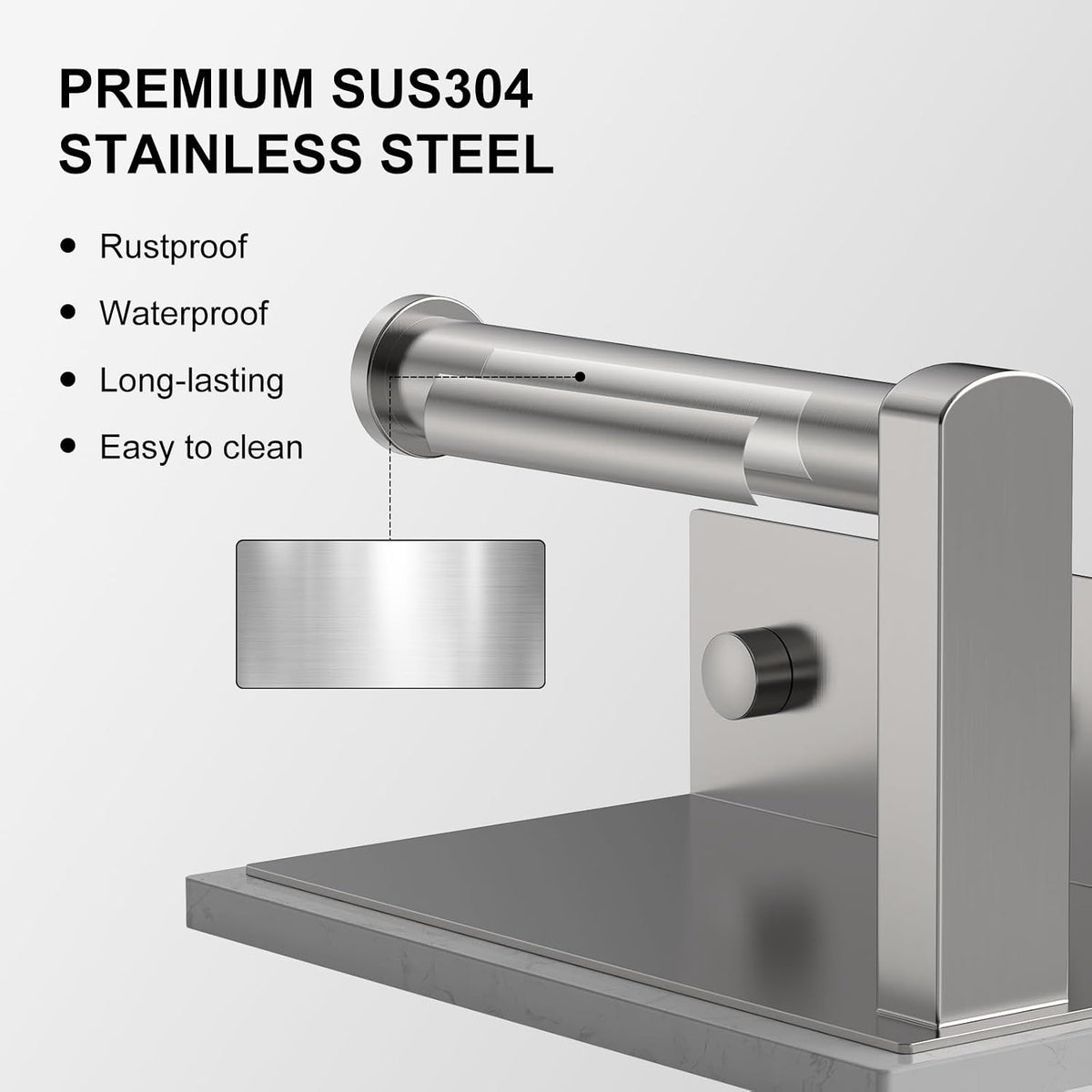 Brushed Nickel Toilet Paper Holder with Marble Shelf Tissue Roll Holder