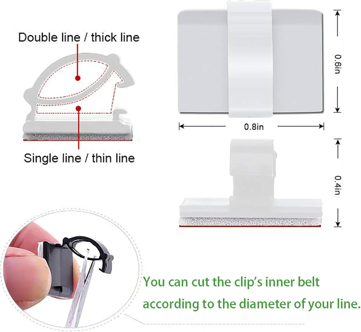 Cable Clips Self with 3M Adhesive Cord Organizer, Wire Holder Clamp Management Sticky for Desk Car Dash Cam Tables Wall, White 30pcs