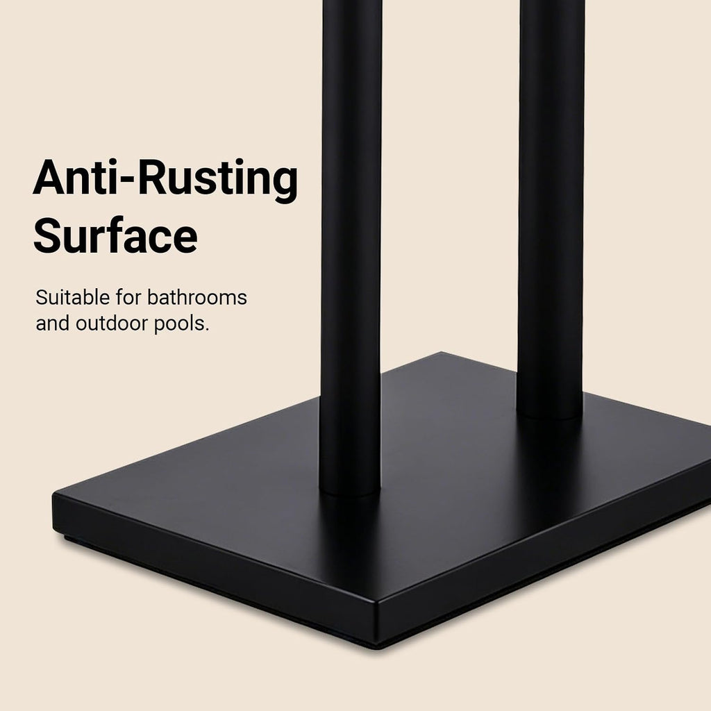 Hoooh Free Standing Toilet Paper Stand with Reserve Storage, Matte Black