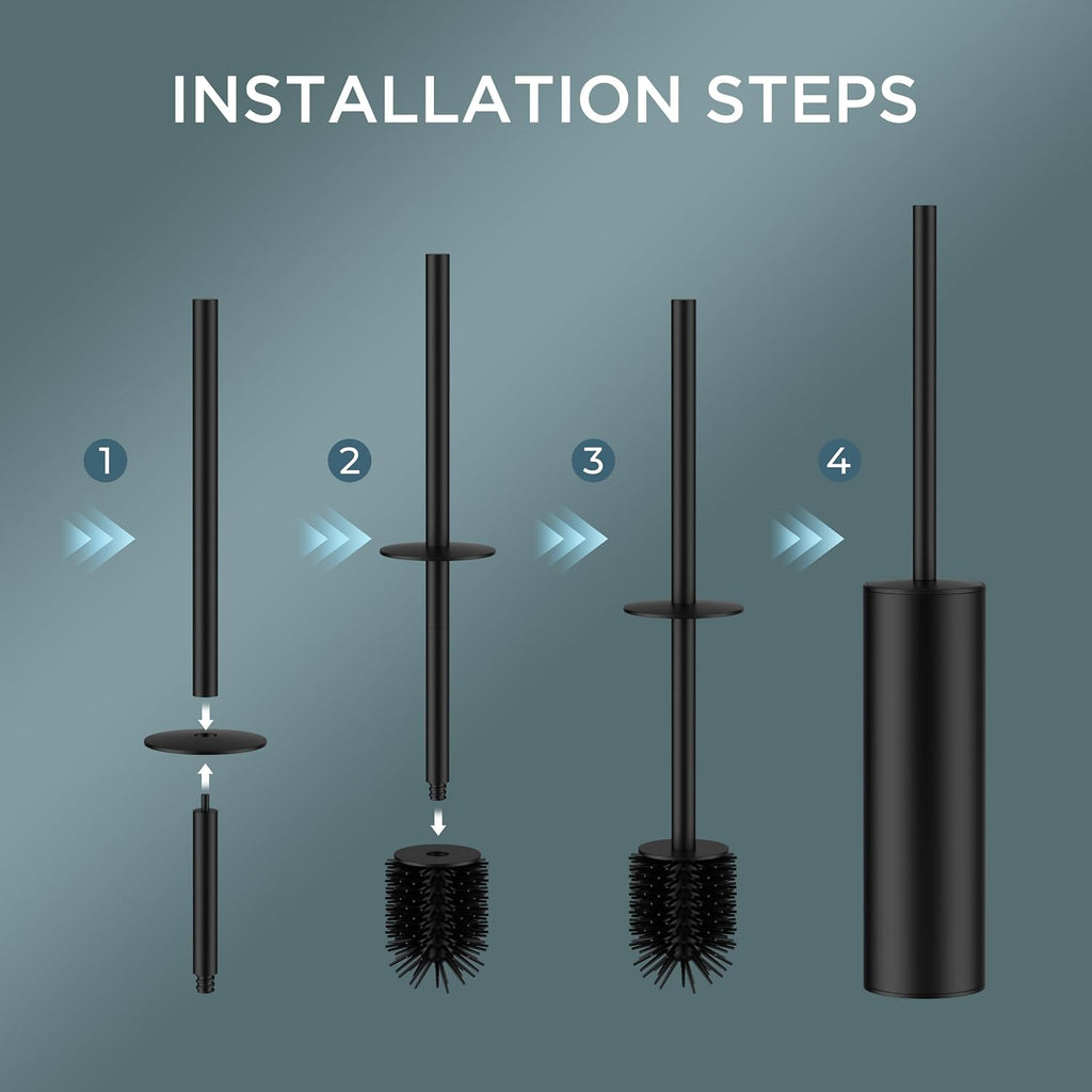 FORIOUS SUS304 Toilet Brush, Toilet Bowl Cleaner Brush and Holder Set Tall