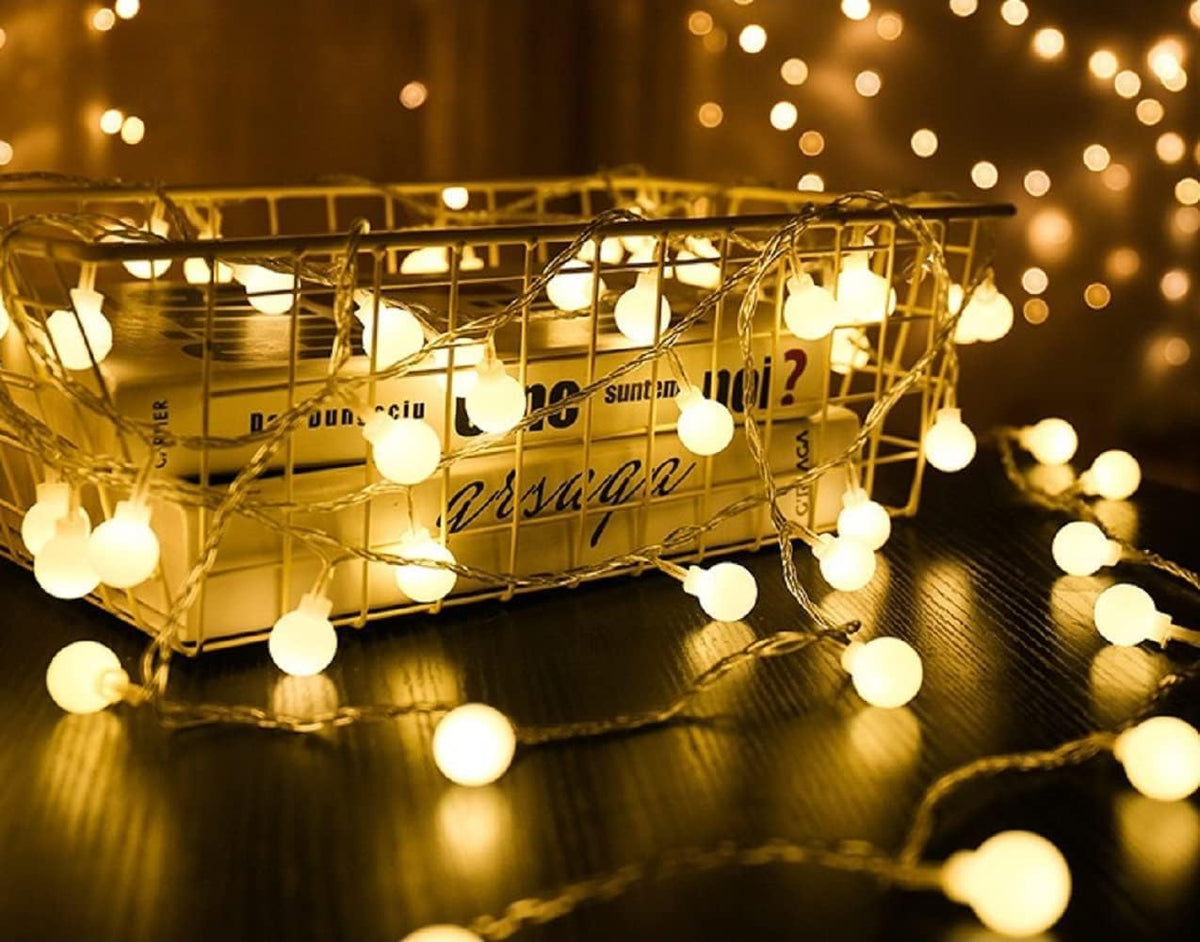 33ft 80 LED Globe String Lights – USB Powered Warm White Fairy Lights for Bedroom, Patio, Wedding, Party & Indoor Outdoor Decor
