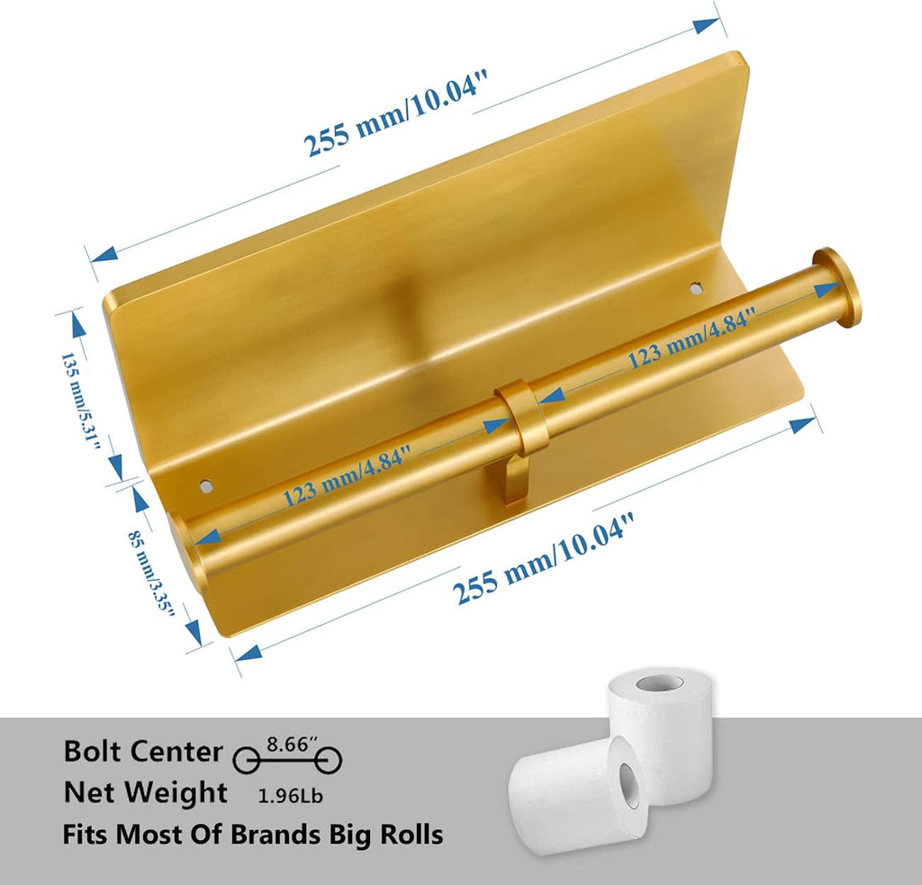 Toilet Paper Holder with Phone Shelf - Aluminum Double Roll Tissue Holder
