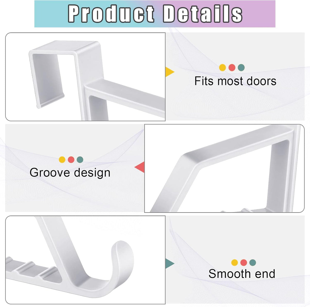 Maitys Space Saving Plastic Over Door Hooks Door Hanger Hooks Multi Hanging Storage Organizers Door Hangers Door Towel Hooks for Coats, Towels, Bags, Hats, Scarves Home Accessories(White, 8 Pieces)