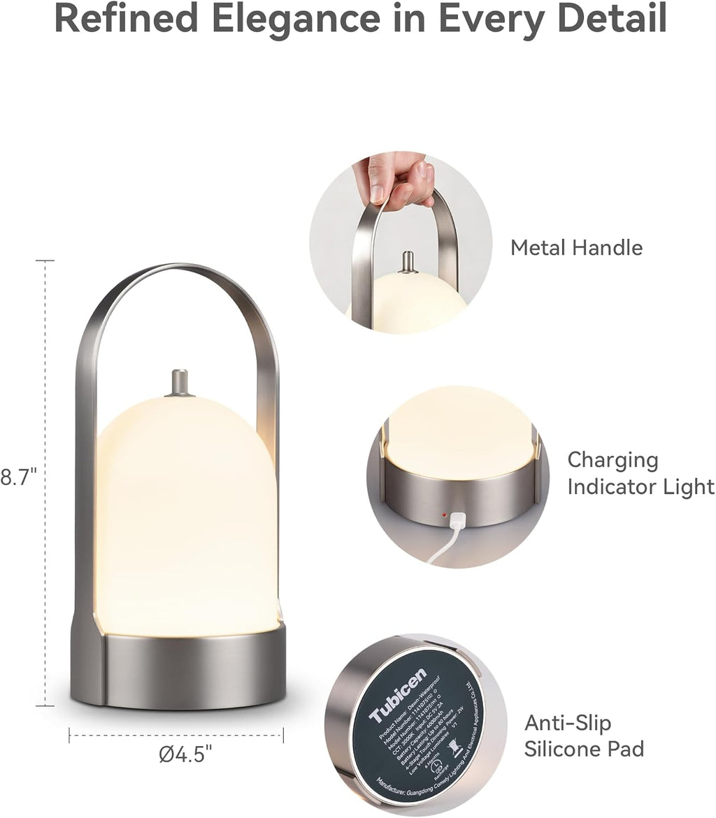 Tubicen Portable Table Lamp Rechargeable Outdoor Lantern with Handle