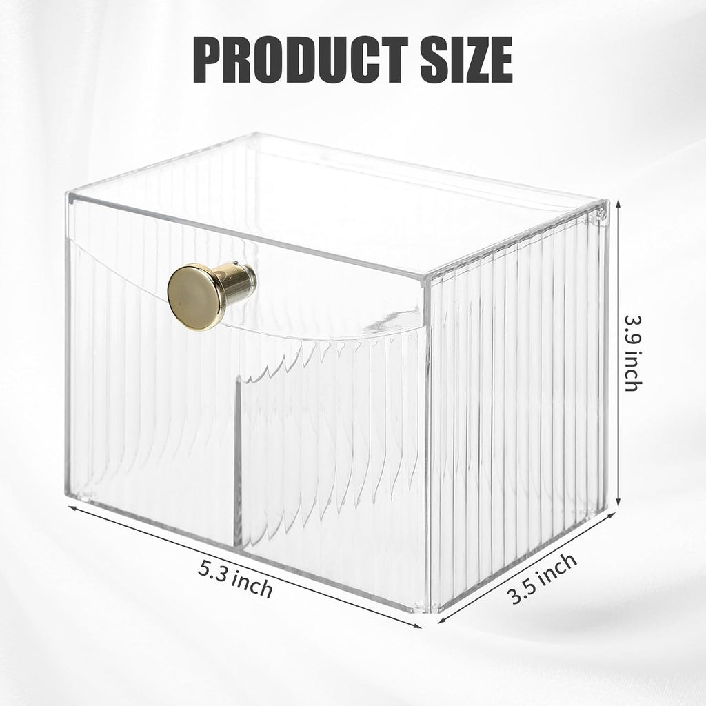 2-Grid Qtip Holder Dispenser,Transparent Cotton Swab Ball Holder with Lid
