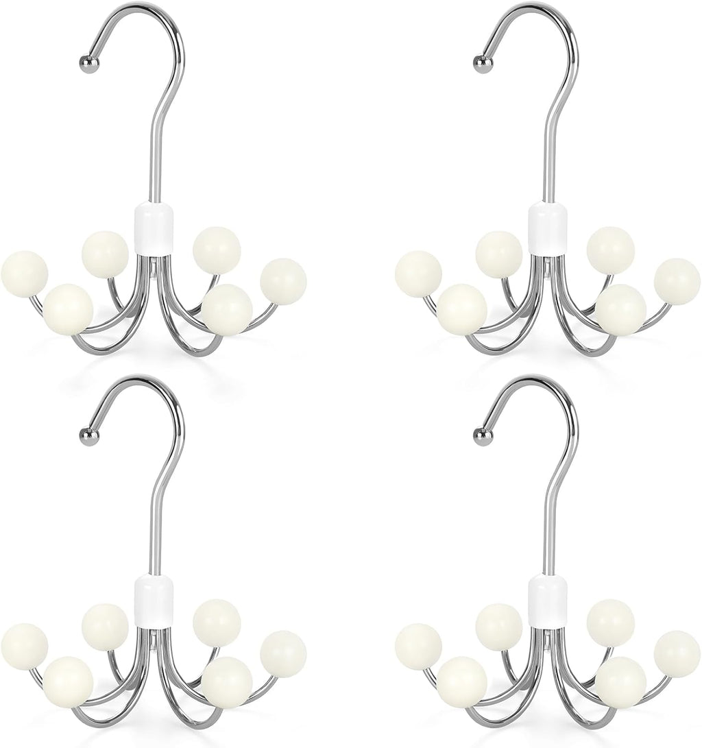 TOPIA HANGER Hoodie Hangers 4-Pack with 6 Wood Balls, 360°Swivel Purse Hanger, Scarf Hanger, Closet Hooks, Handbag Organizer, Bra Hanger, Accessory Organizers for Scarf, Tanktop, Hat, Hoodie CT57W
