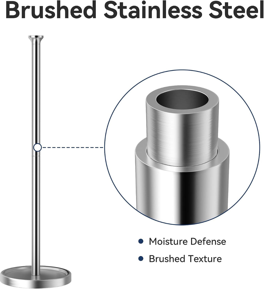 Toilet Paper Holder Stand, Free Standing Storage, Stainless Steel, Silver