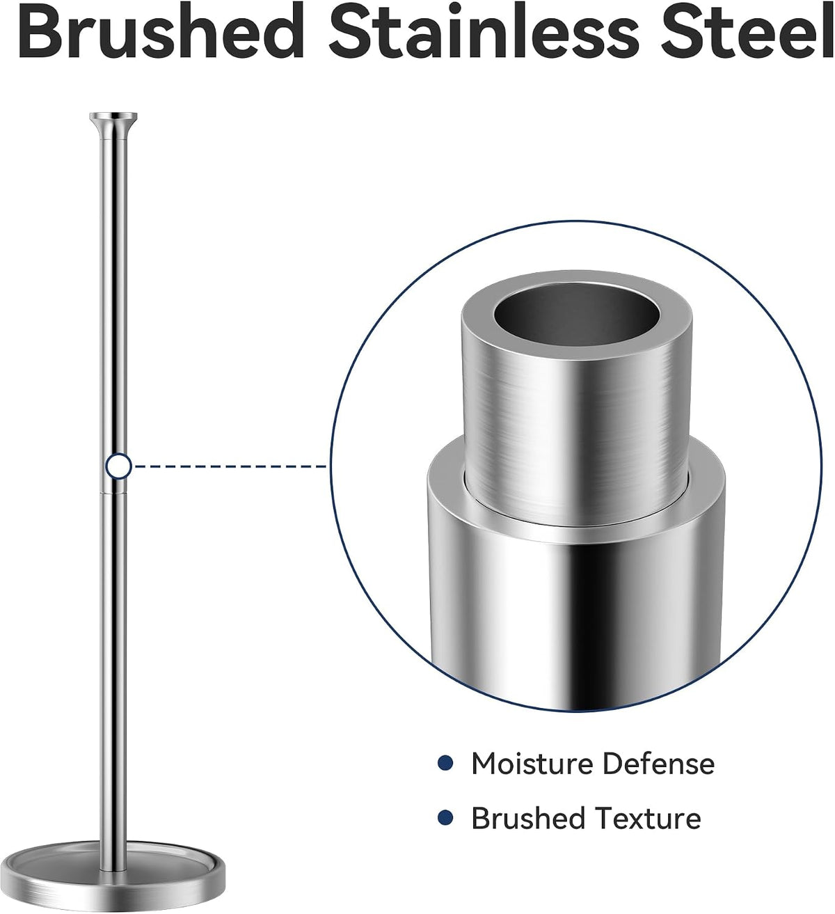 Toilet Paper Holder Stand, Free Standing Storage, Stainless Steel, Silver