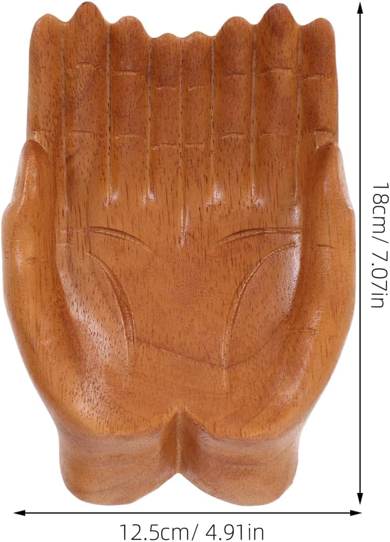 Beaupretty Hand Carved Decorative Wooden Bowl Key Bowl Holder for Entryway Table Snack Holder for Living Room Coffee Table Artistic Home Decor Accent 7.08 X 4.92 X 1.96 in