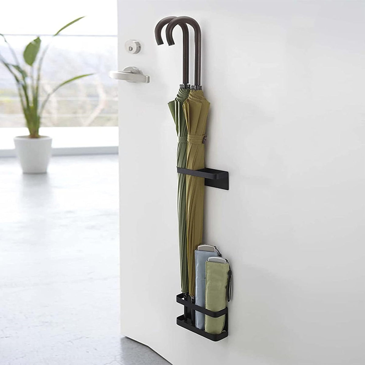 Cocoarm Magnetic Umbrella Stand Holder, Wall Mounted, No Punching, Height Adjusting, Black, for Entryway, Home, Hotel Hallway