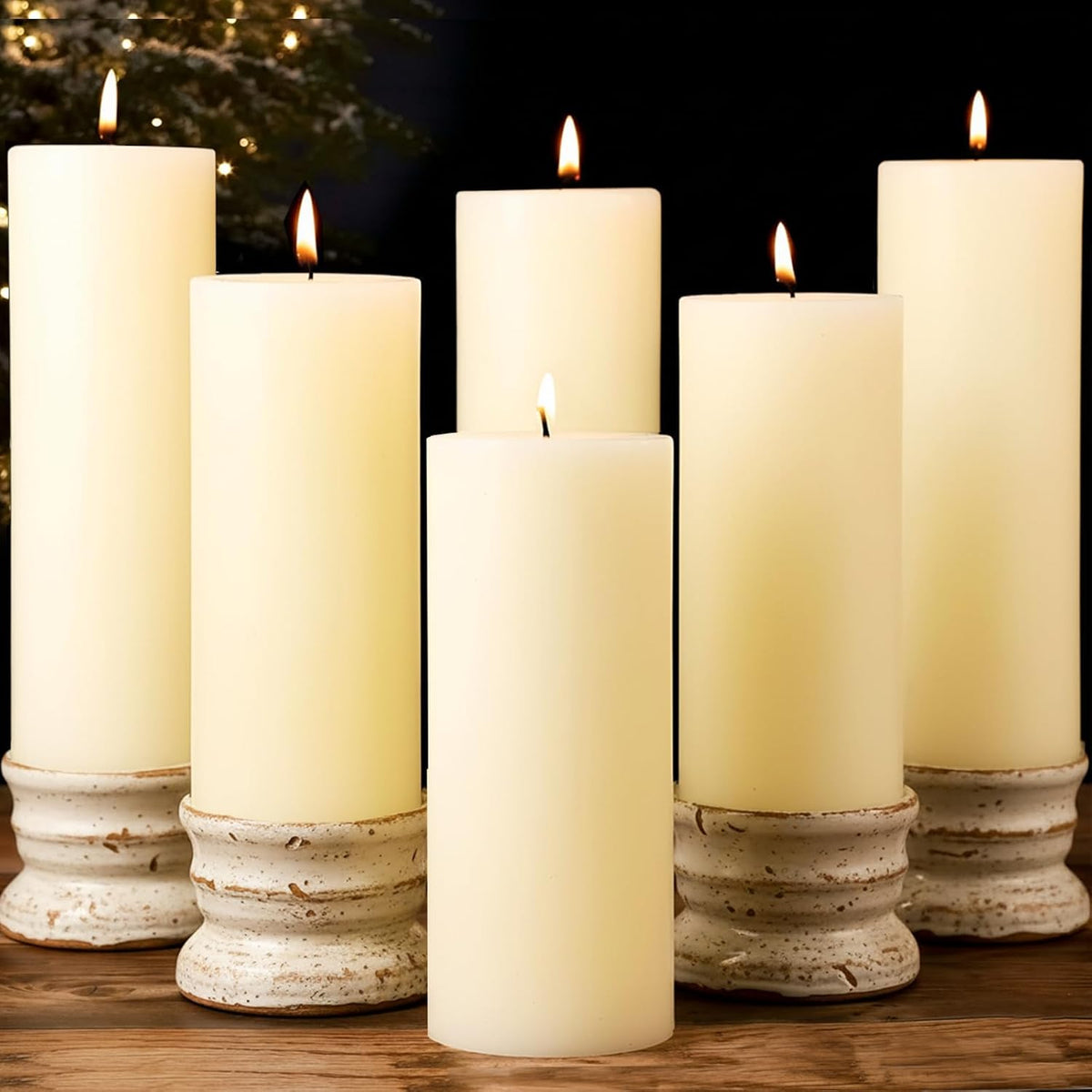 Pillar Candles Ivory 6 Pack, 2.8x8 Inch Unscented Candle