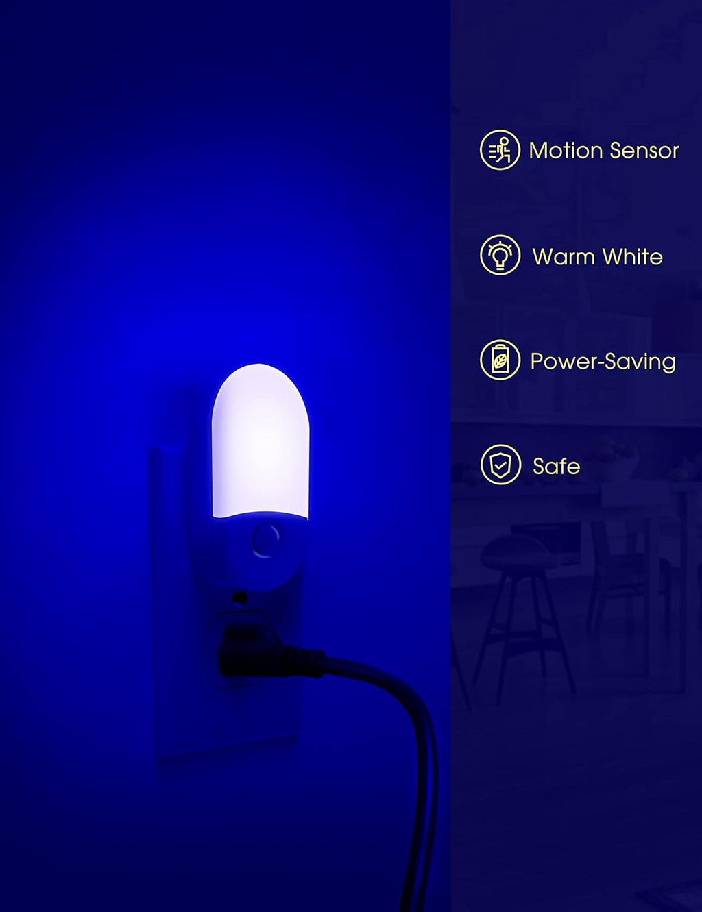 L LOHAS LED Blue Night Light Plug in, Bluey Motion Sensor Night Light,2Pack