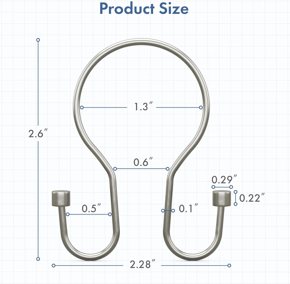 Bathway Shower Curtain Hooks Nickel Shower Curtain Rings with Cylinder, Shower Curtain Hangers 12Pcs Metal Double Shower Curtain Hooks Rust Proof, Smooth Shower Hooks Rings for Shower Curtain