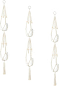 Mkono Macrame Double Plant Hanger Indoor Outdoor 2 Tier Hanging Planter Basket Cotton Rope with Beads 4 Legs 49 Inches (Pack of 3)