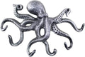 Antique Silver Cast Iron Octopus Hook 11 Inch - Decorative Hook - Sealife Metal Wall Hook