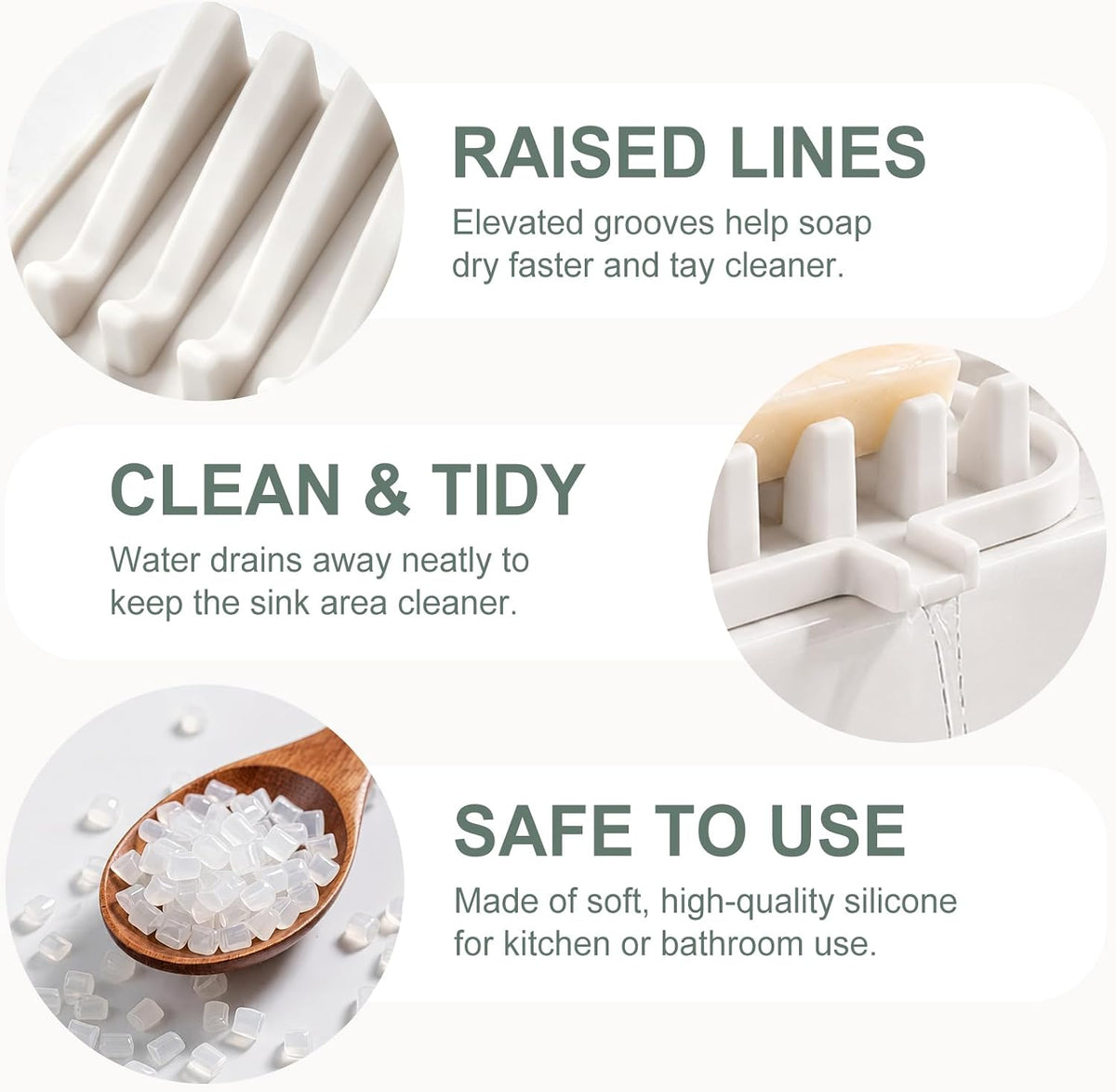 Silicone Soap Dish Holder for Shower with Self Draining (2, White)