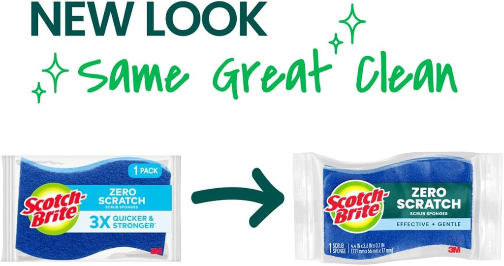 Scotch-Brite Zero Scratch Scrub Sponge, Kitchen Sponges for Cleaning Around the Home,Bathroom&More,Effective + Gentle Dish Scrubber,Best for Nonstick Pots and Pans,Safe on Most Surfaces (Pack of 45)