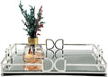 Decorative Tray, Bright Silver, Modern Premium Feeling Perfume Tray, Luxury Rust-Proof Glass Tray for Bathroom, Dresser, Bedroom