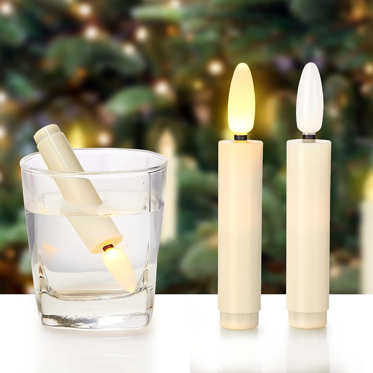 FPOO 20 PCS Christmas Tree Candles Lights Flickering,Clip on Candle Battery Operated Taper Candle Stick with Timer,mini Flameless Candles for Wreath Candelabra Waterproof Outdoor