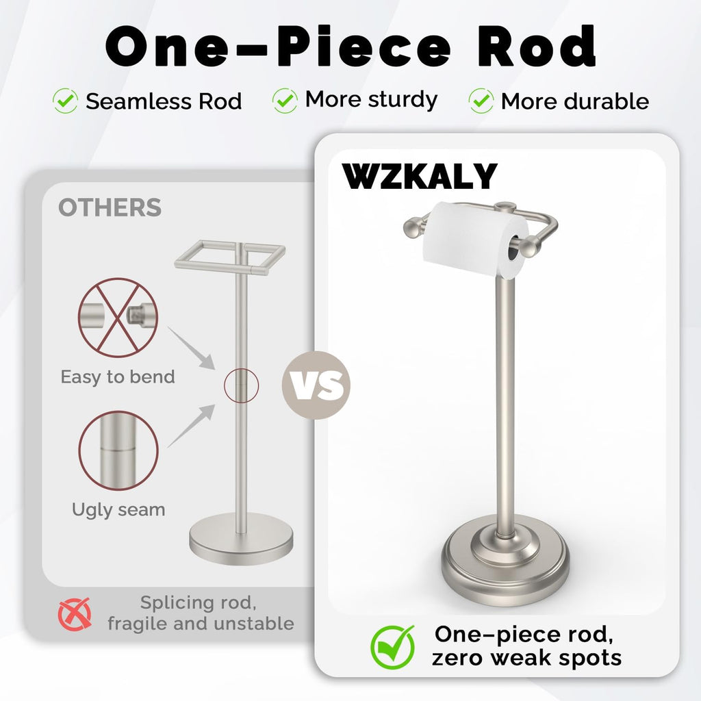 Toilet Paper Holder Stand Stainless Steel & Weight Base, No Tipping