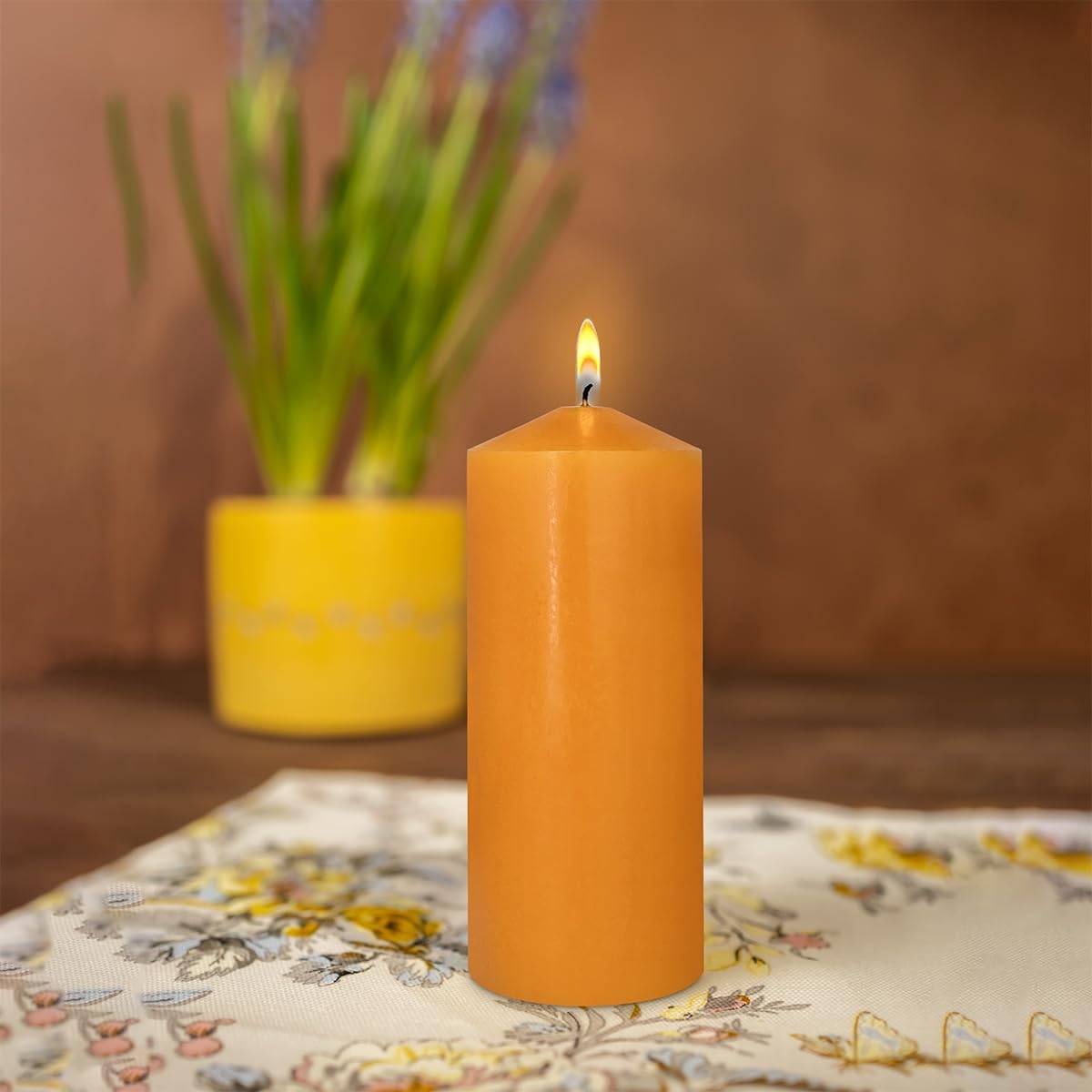 Pillar Candles Set of 2, 3x8 inches Unscented Large Orange Candle,Tall Candles Bulk, Home Wedding Decor Candles