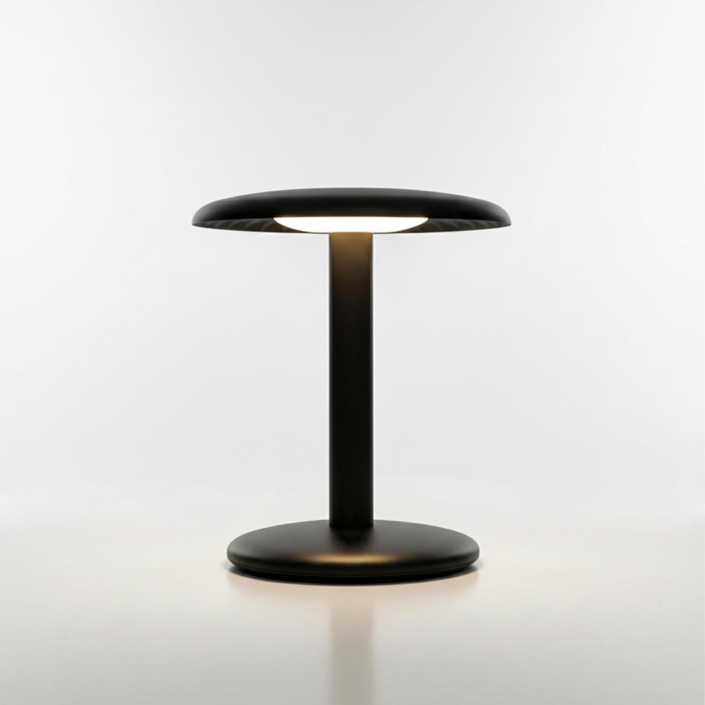 Brightech Zeno Cordless LED Table Lamp - Small 7.5in Touch Dimmable Bedroom, Side Table, End Table, Desk - Modern Rechargeable Portable Bedside, Living Room Light, Great for Outdoor, Camping - Black